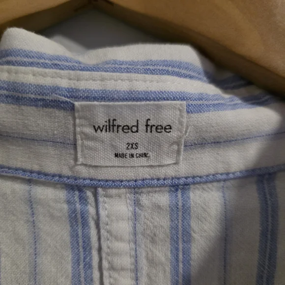 Wilfred Blue and White Striped Casual Button-Down Shirt - Picture 4 of 9